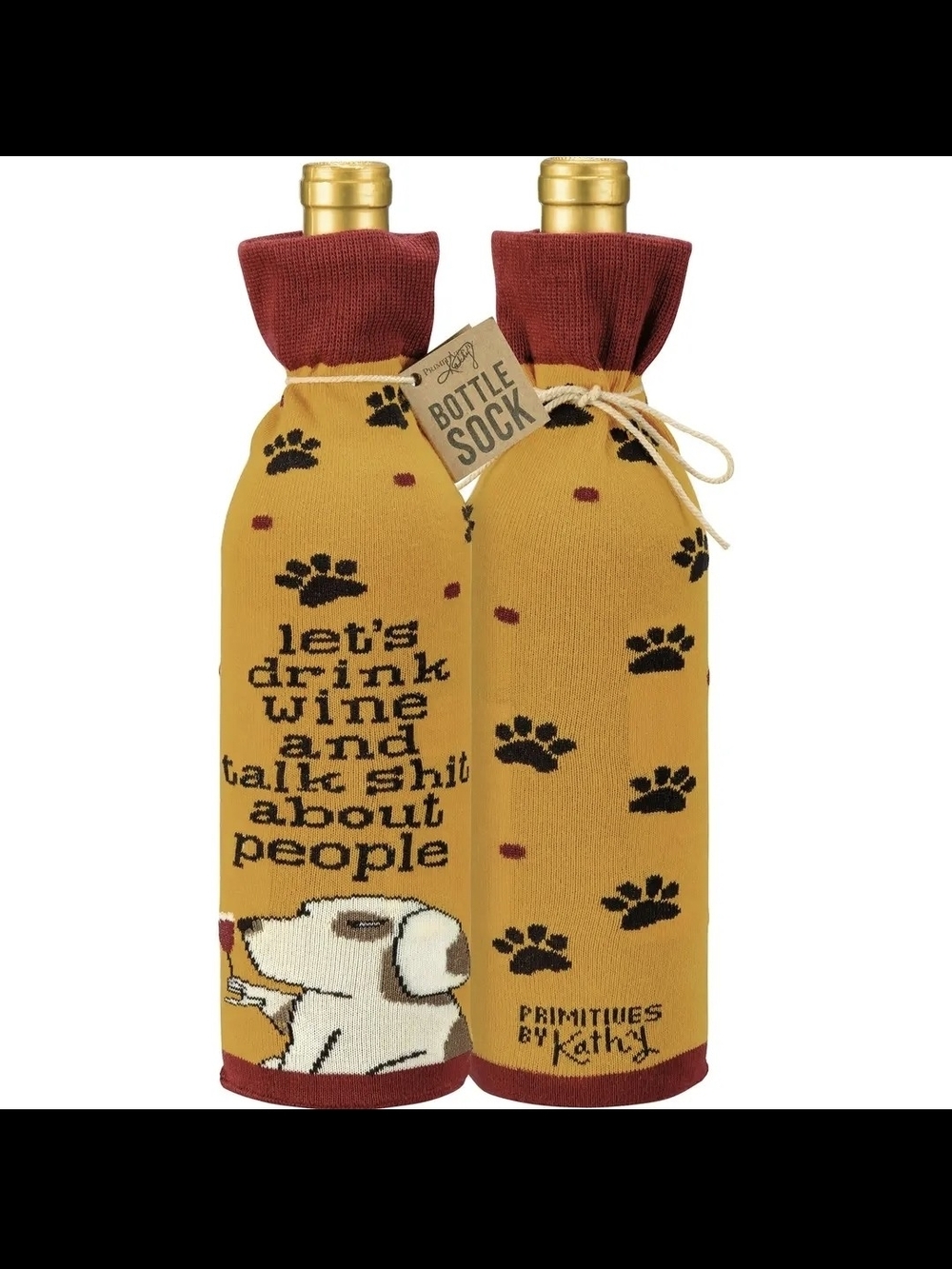 Primitives by Kathy Mustard & Red Dog Paw Wine Bottle Socks